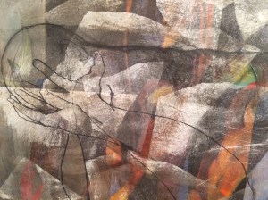 taking advantage of my mistakes: a detail of my latest painting in progress called Weeping Man