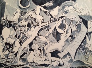 a watercolor from 2003, House On Fire