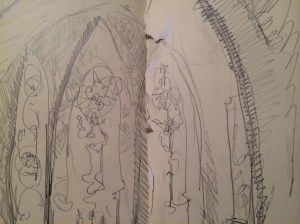 a quick sketch of all three panels: birth, death, and the middle way.